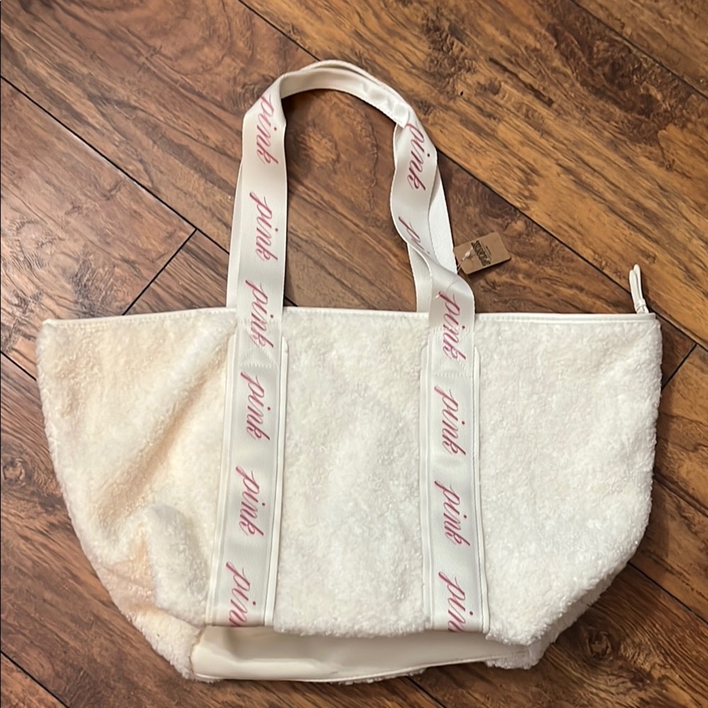 PINK Victoria's Secret Cream Tote Bag with Sturdy Handles